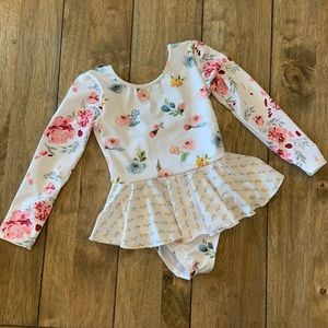 Sweet Honey floral leotard with attached skirt